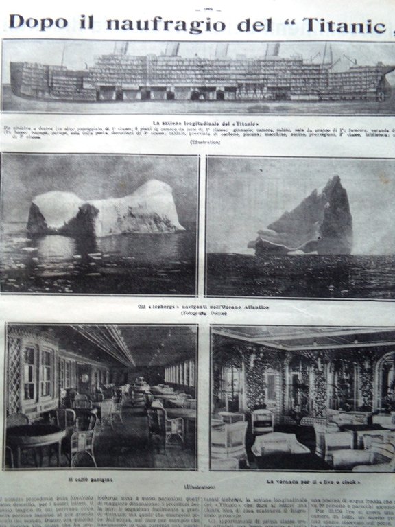 La Tribuna Illustrata 5 Maggio 1912 Naufragio del Titanic Campanile …