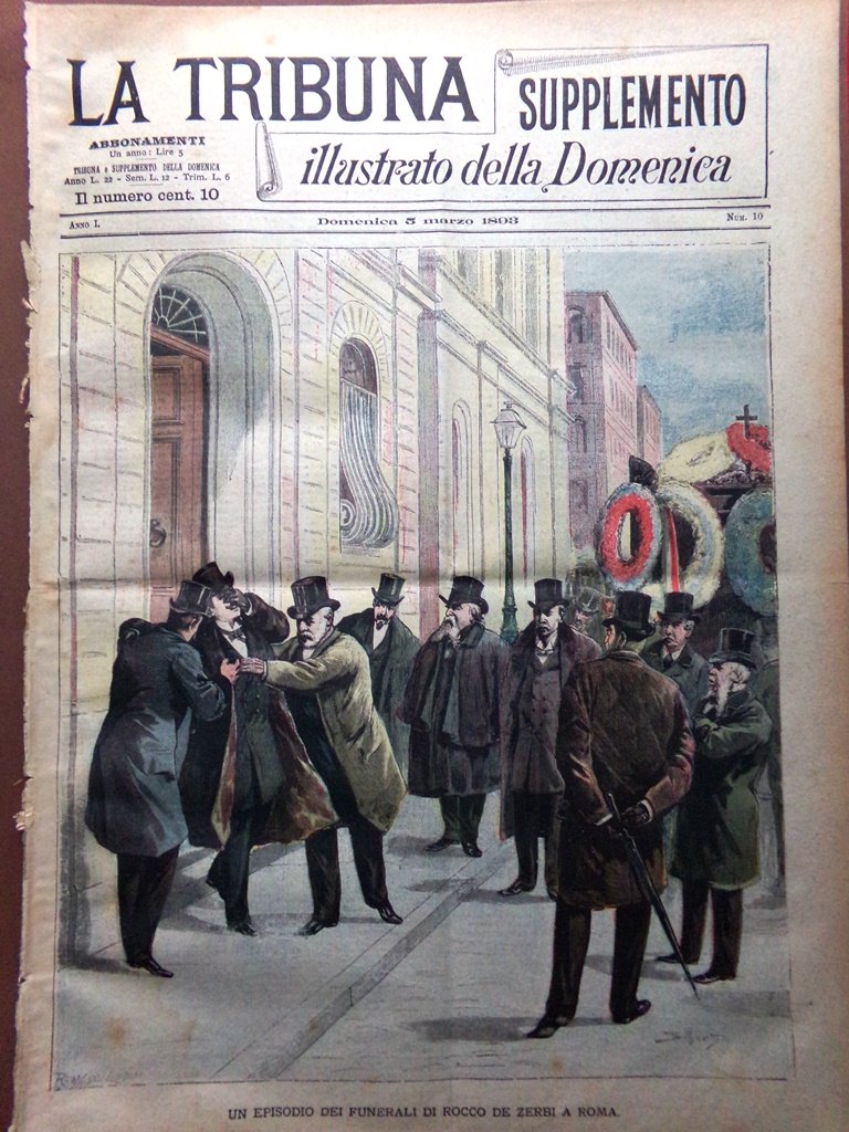 La Tribuna Illustrata 5 Marzo 1893 Funerali De Zerbi Mamiani …