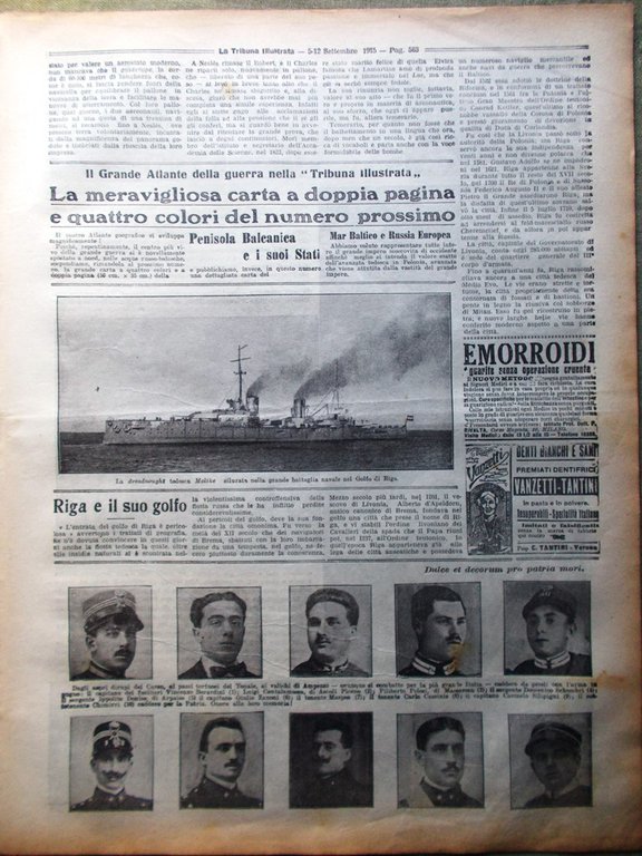 La Tribuna Illustrata 5 Settembre 1915 WW1 Battaglia Riga Paterno …