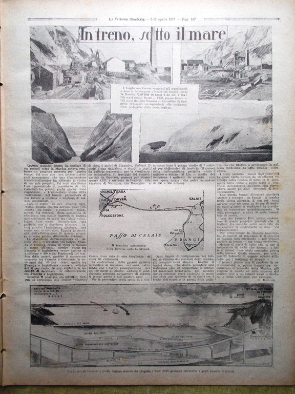 La Tribuna Illustrata 6 Aprile 1919 Natale Palli Tunnel Manica …