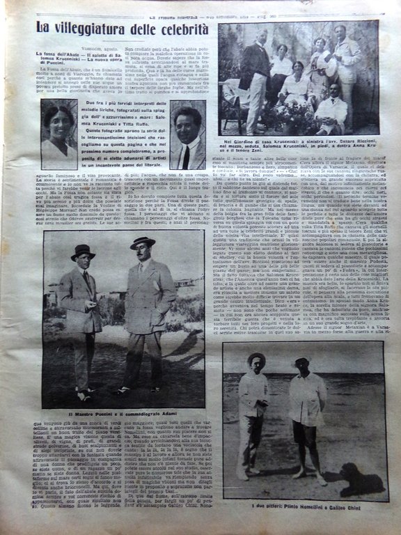 La Tribuna Illustrata 6 Settembre 1914 WW1 Puccini Ristori Arcais …