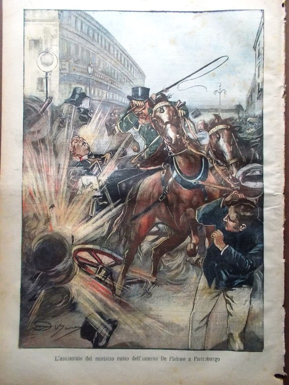 La Tribuna Illustrata 7 Agosto 1904 Plehwe Rapisardi Tempio Roma …