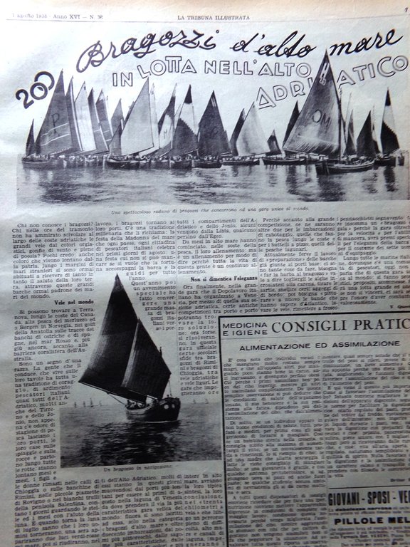 La Tribuna Illustrata 7 Agosto 1938 Bartali su Alpi Attila …