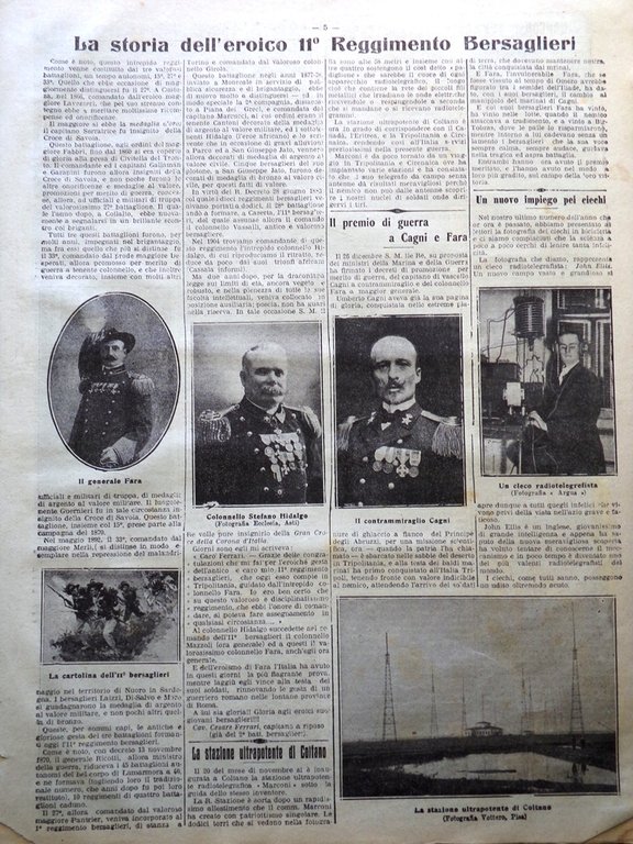 La Tribuna Illustrata 7 Gennaio 1912 Bersaglieri Marx Coltano Tripolitania …