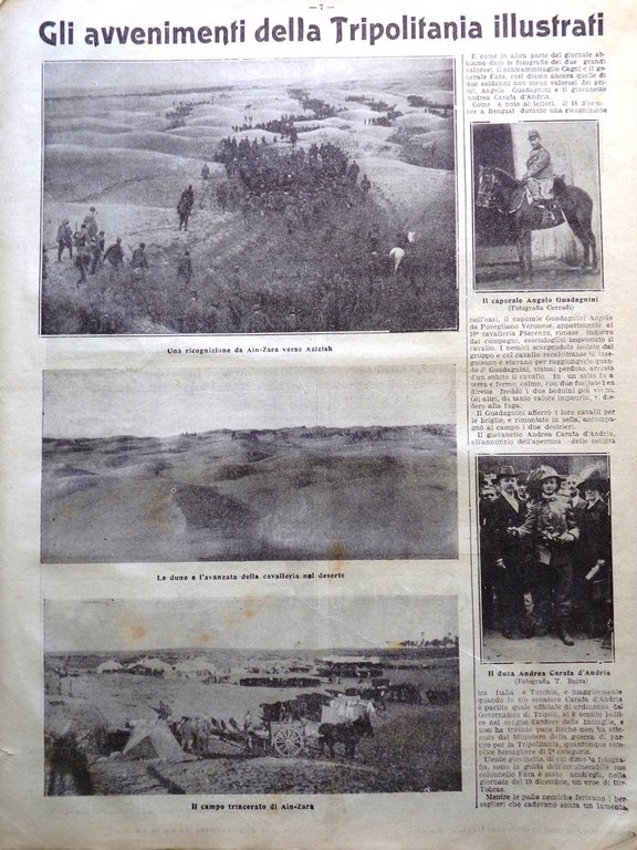 La Tribuna Illustrata 7 Gennaio 1912 Bersaglieri Marx Coltano Tripolitania …