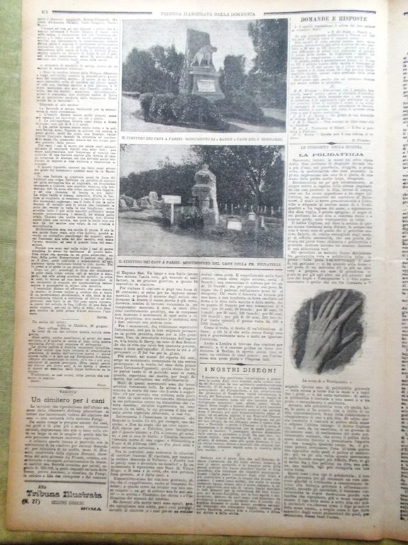 La Tribuna Illustrata 7 Luglio 1901 Valanga del Sempione Polidattilia …