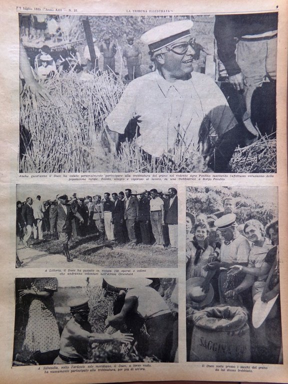 La Tribuna Illustrata 7 Luglio 1935 Duce Grano Mostra Nave …