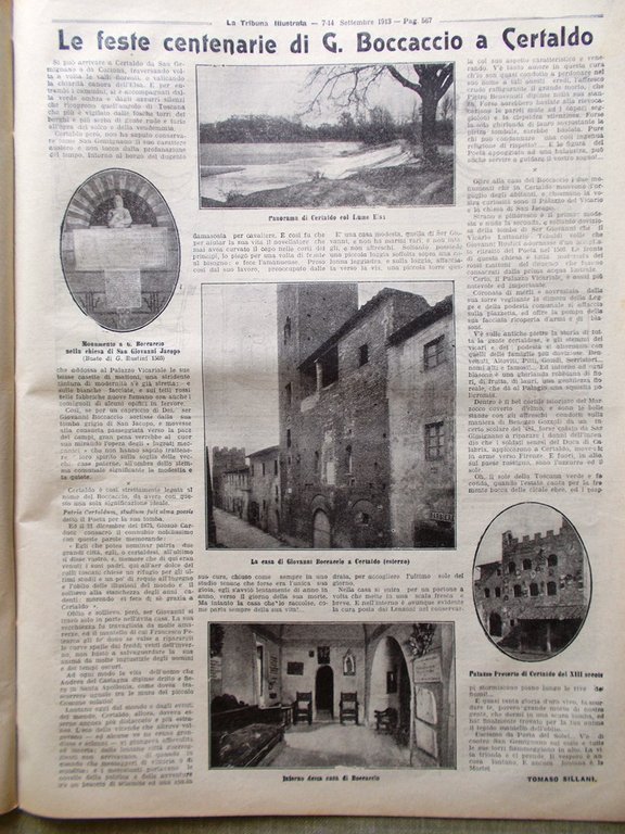 La Tribuna Illustrata 7 Settembre 1913 Boccaccio Certaldo Ollivier Imperator …