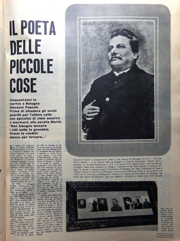 La Tribuna Illustrata 8 Aprile 1962 Giovanni Pascoli Premio Oscar …