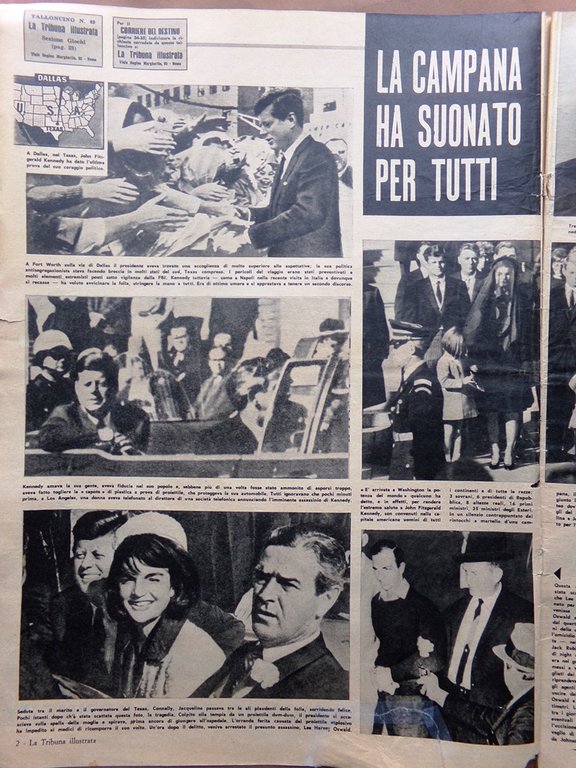 La Tribuna Illustrata 8 Dicembre 1963 Assassinio Kennedy Abu Simbel …