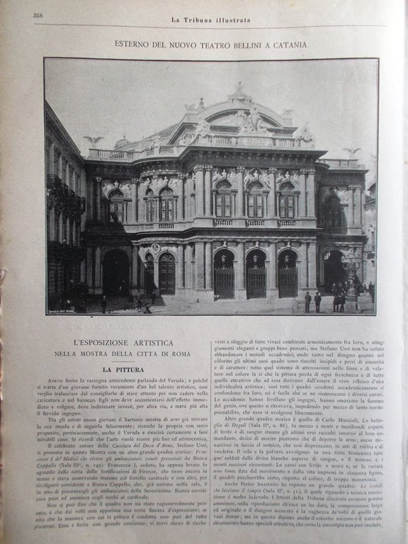 La Tribuna Illustrata 8 Giugno 1890 Teatro Bellini a Catania …