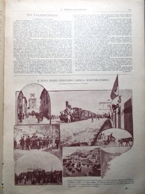 La Tribuna Illustrata 8 Maggio 1892 Ferrovia Campiglia Piombino Gallina …