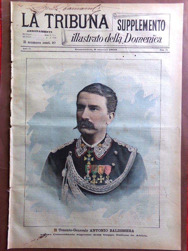 La Tribuna Illustrata 8 Marzo 1896 Baldissera Disastro di Abba …