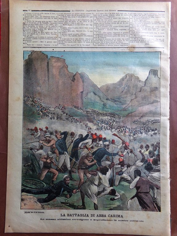 La Tribuna Illustrata 8 Marzo 1896 Baldissera Disastro di Abba …