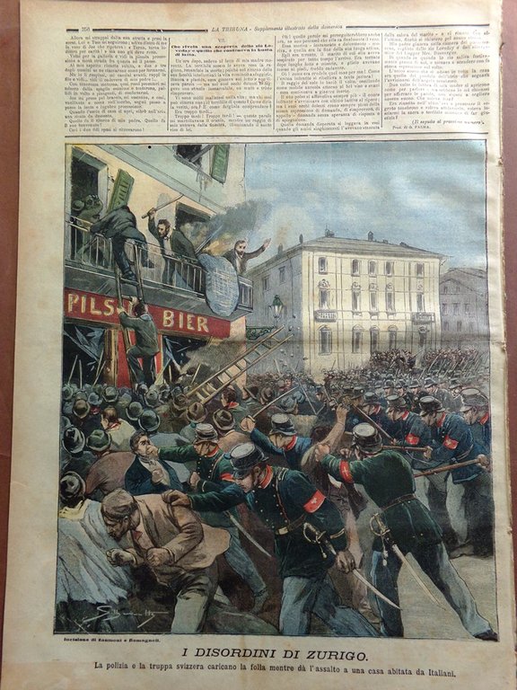 La Tribuna Illustrata 9 Agosto 1896 Disordini Zurigo Prigionieri Liberati …