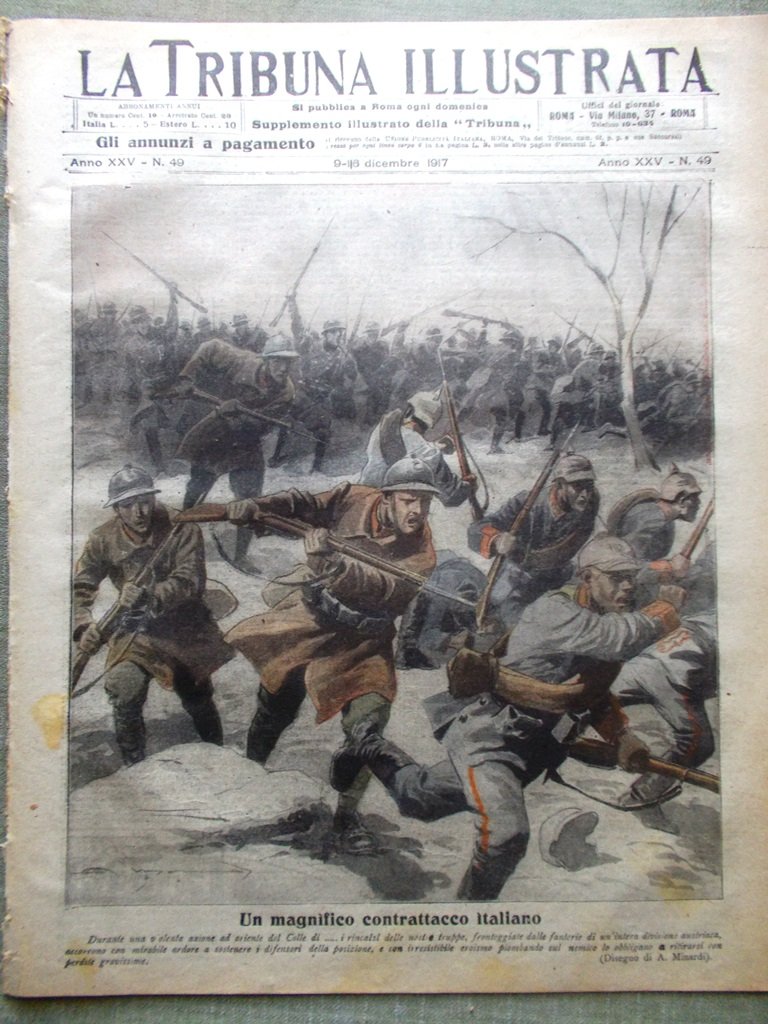 La Tribuna Illustrata 9 Dicembre 1917 WW1 Clemenceau Florian Franchet …