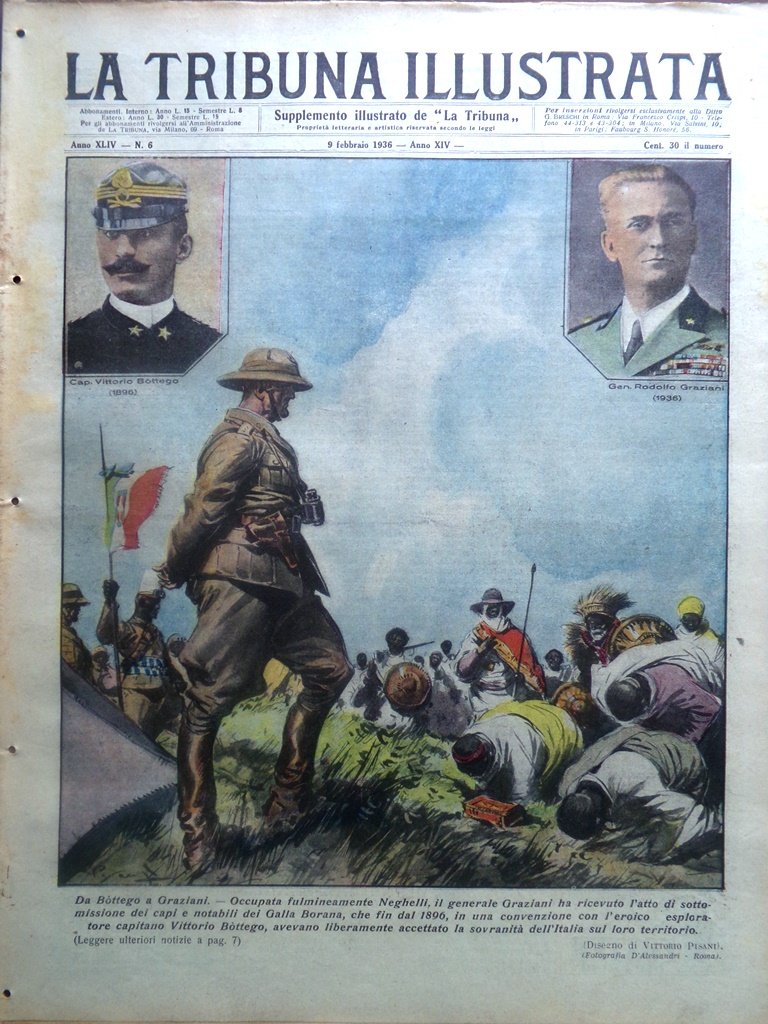 La Tribuna Illustrata 9 Febbraio 1936 Graziani Bottego Funerali Giorgio …