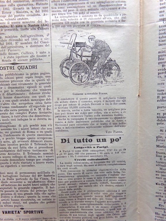 La Tribuna Illustrata 9 Luglio 1899 Processo Acciarito Ministero Francia …