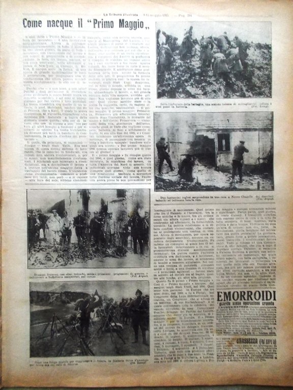 La Tribuna Illustrata 9 Maggio 1915 WW1 Primo Maggio Kaiser …