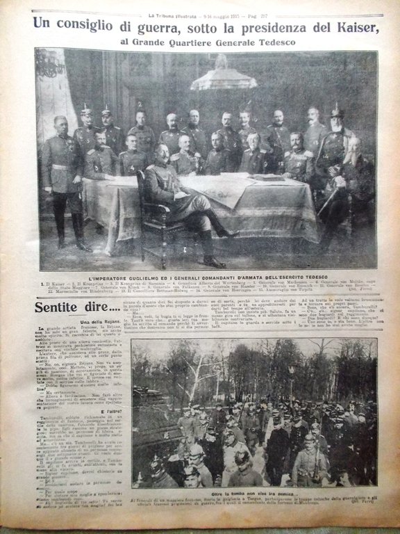 La Tribuna Illustrata 9 Maggio 1915 WW1 Primo Maggio Kaiser …