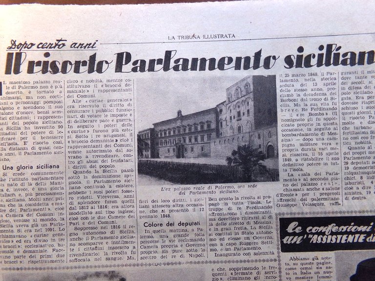 La Tribuna Italia Illustrata 1 Giugno 1947 Parlamento Siciliano Charlot …