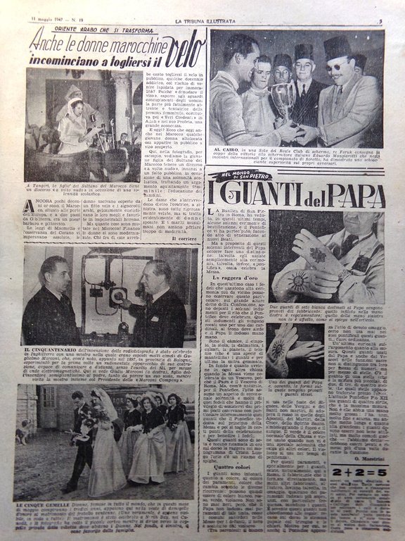 La Tribuna Italia Illustrata 11 Maggio 1947 Donne Arabe Velo …
