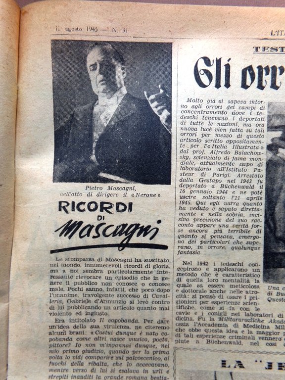 La Tribuna Italia Illustrata 12 Agosto 1945 WW2 Mascagni Orrori …
