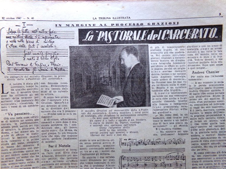 La Tribuna Italia Illustrata 12 Ottobre 1947 Pastorale Carcerato Acquaro …
