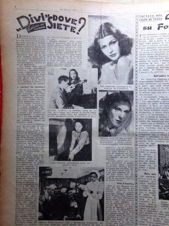 La Tribuna Italia Illustrata 14 Gennaio 1945 WW2 Montecitorio Belfiore …