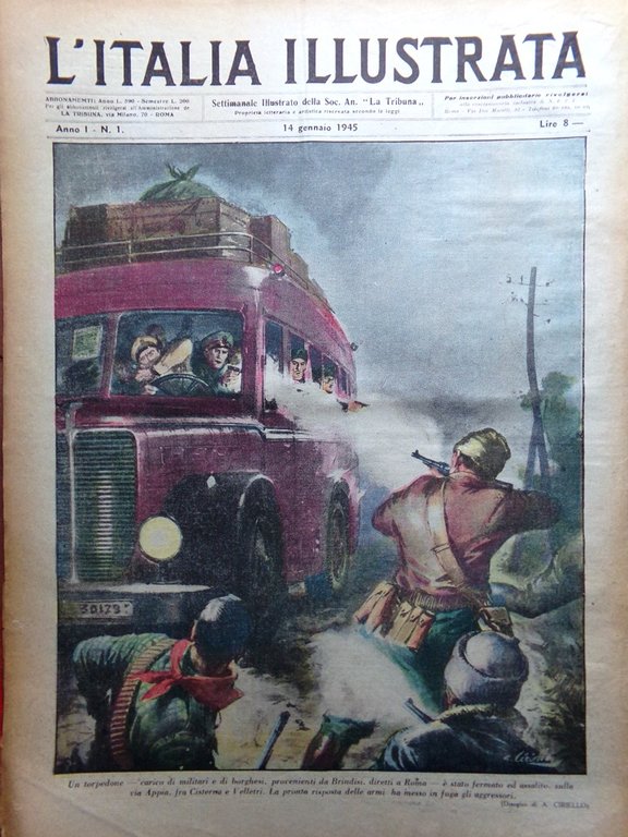 La Tribuna Italia Illustrata 14 Gennaio 1945 WW2 Montecitorio Belfiore …