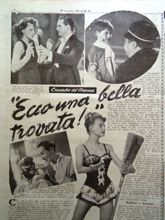 La Tribuna Italia Illustrata 14 Settembre 1947 Abd el-Krim Garbo …