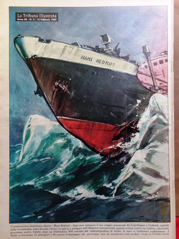 La Tribuna Italia Illustrata 15 Febbraio 1959 Hans Hedtoft Agnelli …