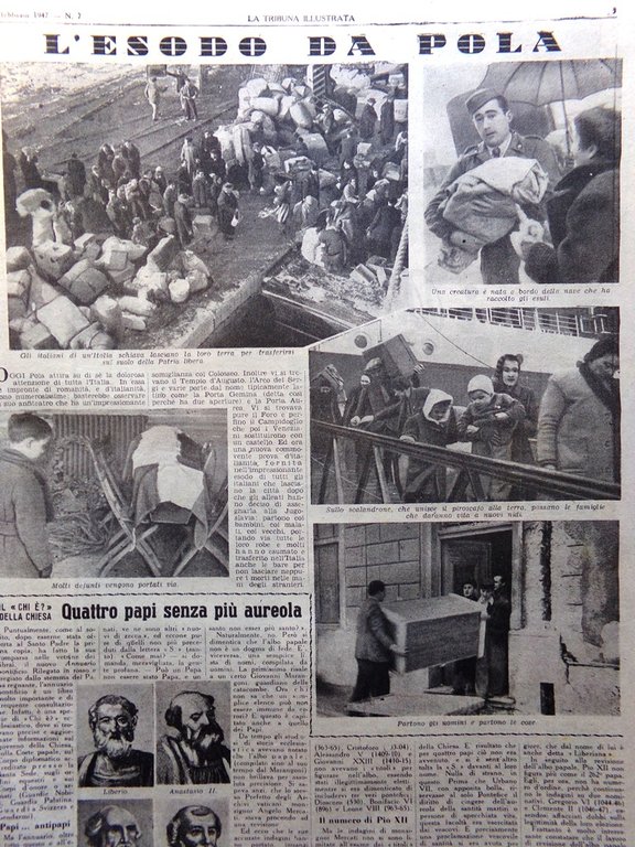 La Tribuna Italia Illustrata 16 Febbraio 1947 Esodo da Pola …