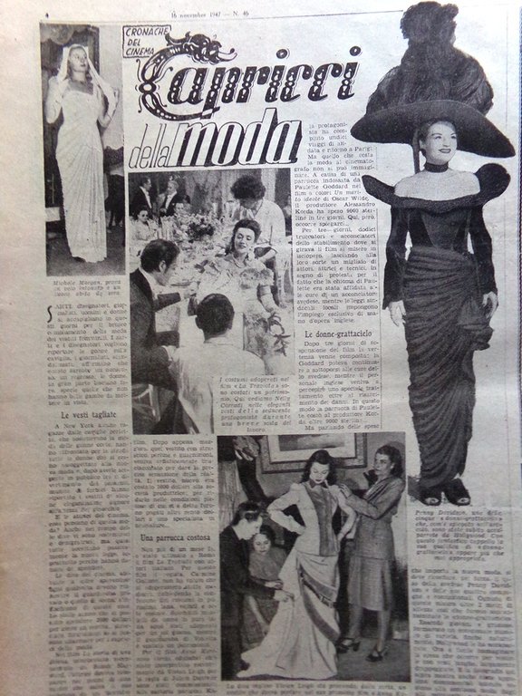 La Tribuna Italia Illustrata 16 Novembre 1947 Moda Lotta Colera …