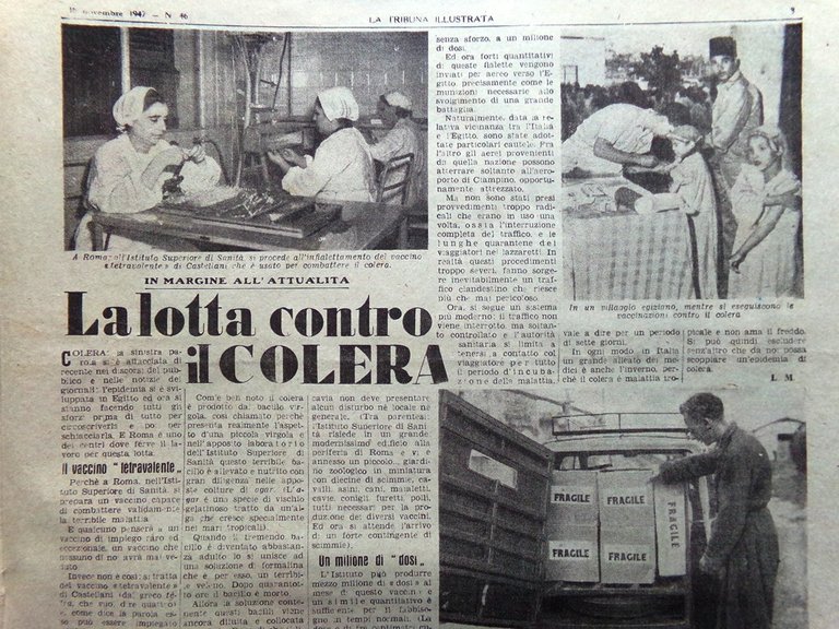 La Tribuna Italia Illustrata 16 Novembre 1947 Moda Lotta Colera …