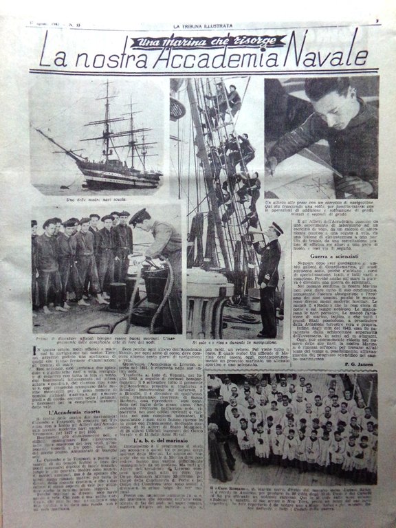La Tribuna Italia Illustrata 17 Agosto 1947 Accademia Navale Mammut …