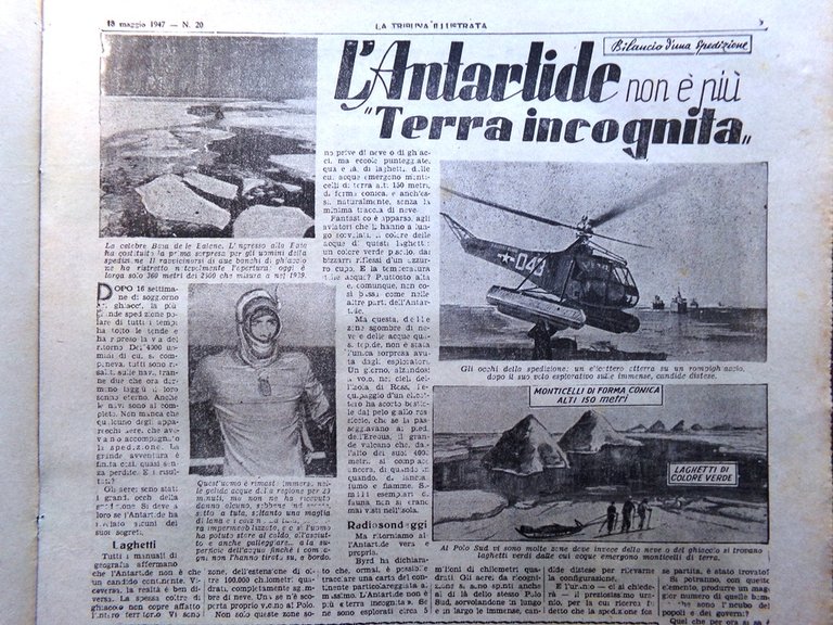 La Tribuna Italia Illustrata 18 Maggio 1947 Antartide Terra Hostess …