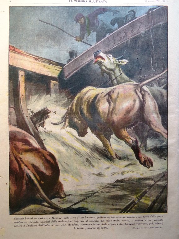 La Tribuna Italia Illustrata 19 Gennaio 1947 Animali Preistoria Nuoto …