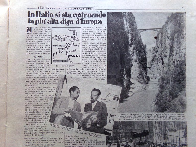 La Tribuna Italia Illustrata 19 Ottobre 1947 Diga Santa Giustina …
