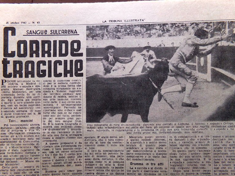 La Tribuna Italia Illustrata 2 Novembre 1947 Corride Giappone Russell …