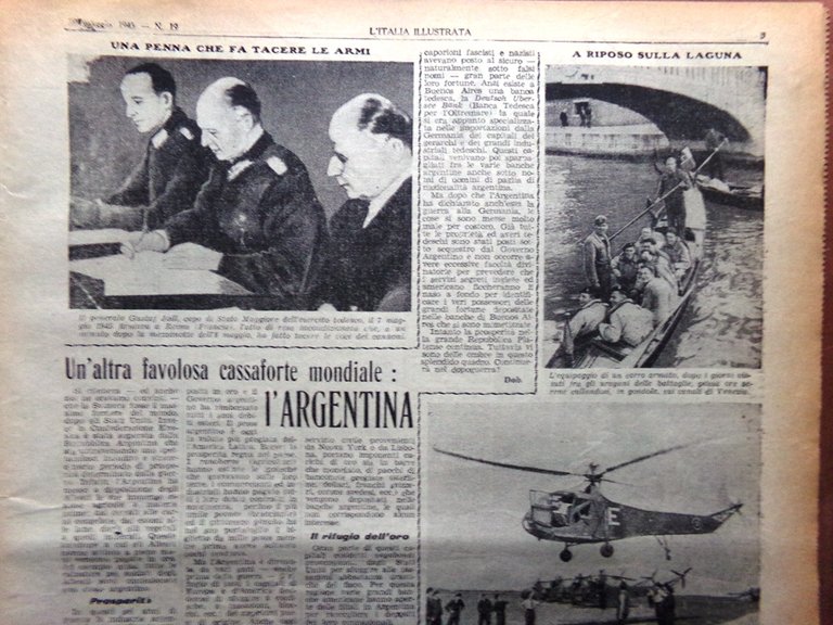La Tribuna Italia Illustrata 20 Maggio 1945 WW2 Argentina Resa …
