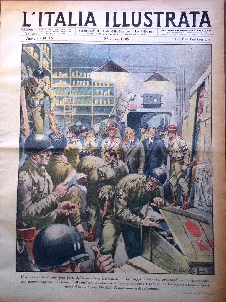 La Tribuna Italia Illustrata 22 Aprile 1945 WW2 Tesoro Germania …