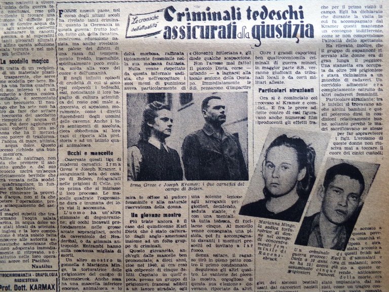 La Tribuna Italia Illustrata 23 Settembre 1945 Criminali Tedeschi Radar …