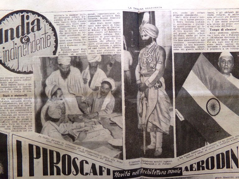 La Tribuna Italia Illustrata 24 Agosto 1947 Indipendenza India Crociera …