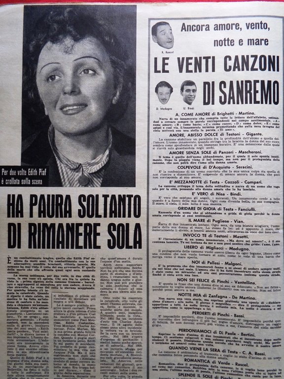 La Tribuna Italia Illustrata 27 Dicembre 1959 Edith Piaf Gesù …