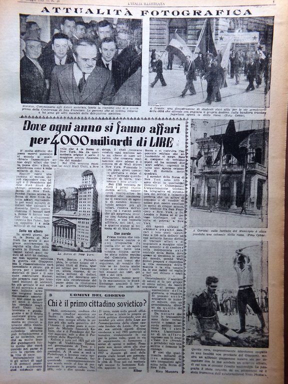 La Tribuna Italia Illustrata 27 Maggio 1945 WW2 Sumatra Cinecittà …