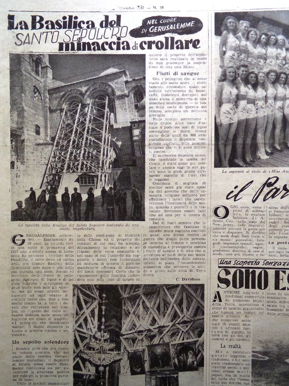La Tribuna Italia Illustrata 28 Settembre 1947 Sepolcro Esodi in …