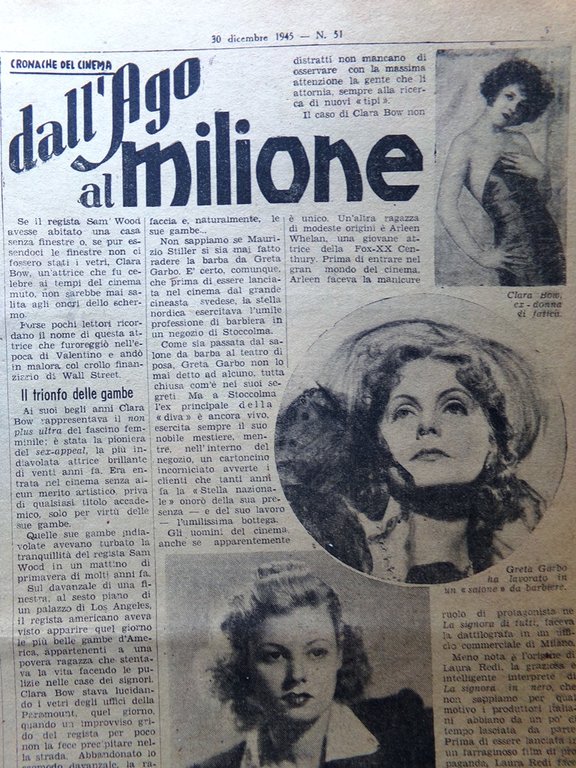 La Tribuna Italia Illustrata 30 Dicembre 1945 Boy Scout Greta …