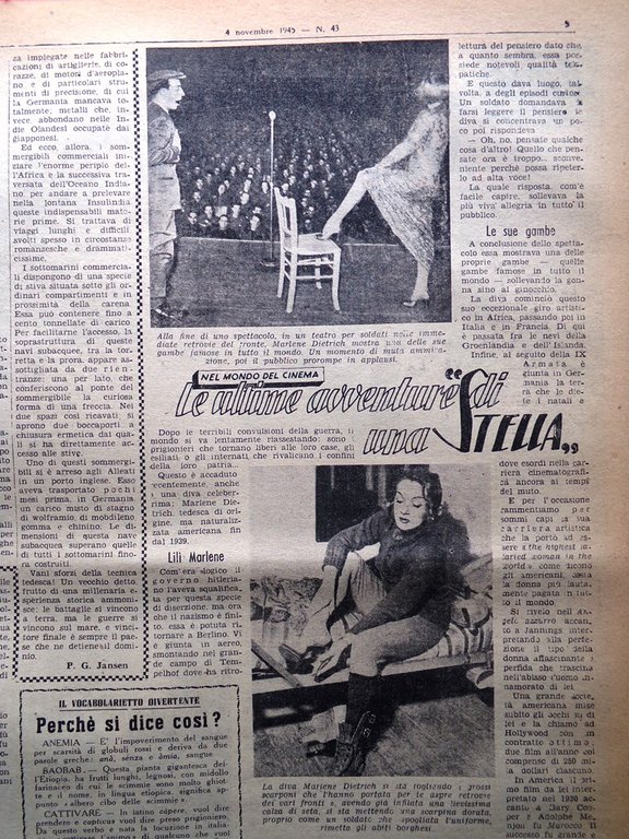 La Tribuna Italia Illustrata 4 Novembre 1945 Stalin Sottomarini Polizia …