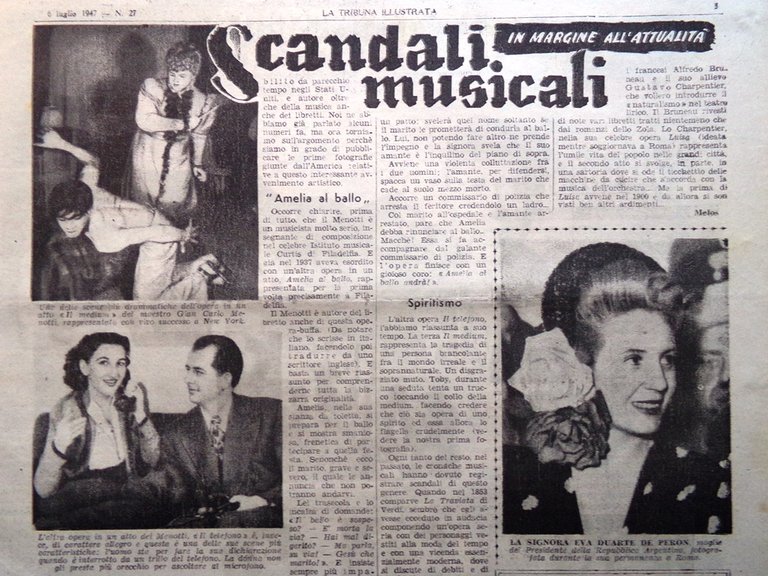 La Tribuna Italia Illustrata 6 Luglio 1947 Evita Peron Scandali …